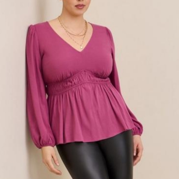 NWT TORRID Rayon Slub Smocked Waist Detail Top 4X 🩷 - Picture 1 of 7